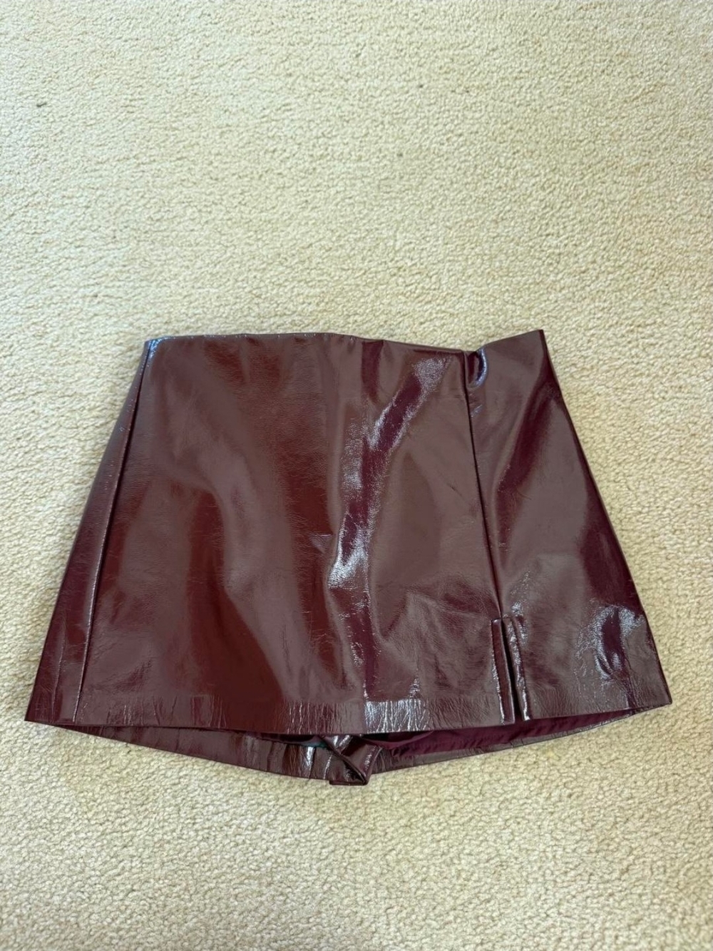 DO+BE Burgundy Patent Mini Skirt
